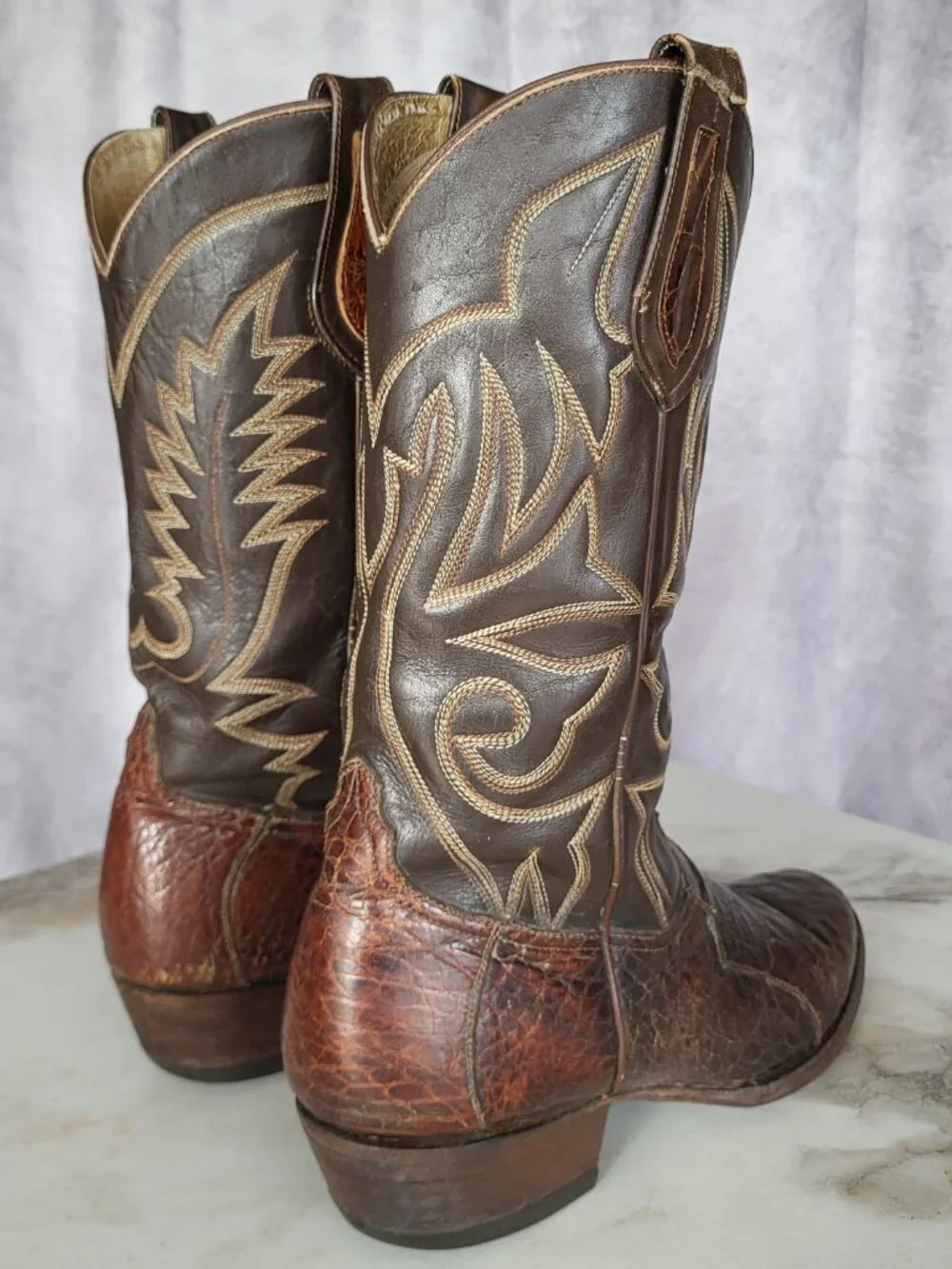 Masters Pre-Ban Vintage Turtle Western Cowboy Boots Brown Men's Size 8 - Picture 8 of 16